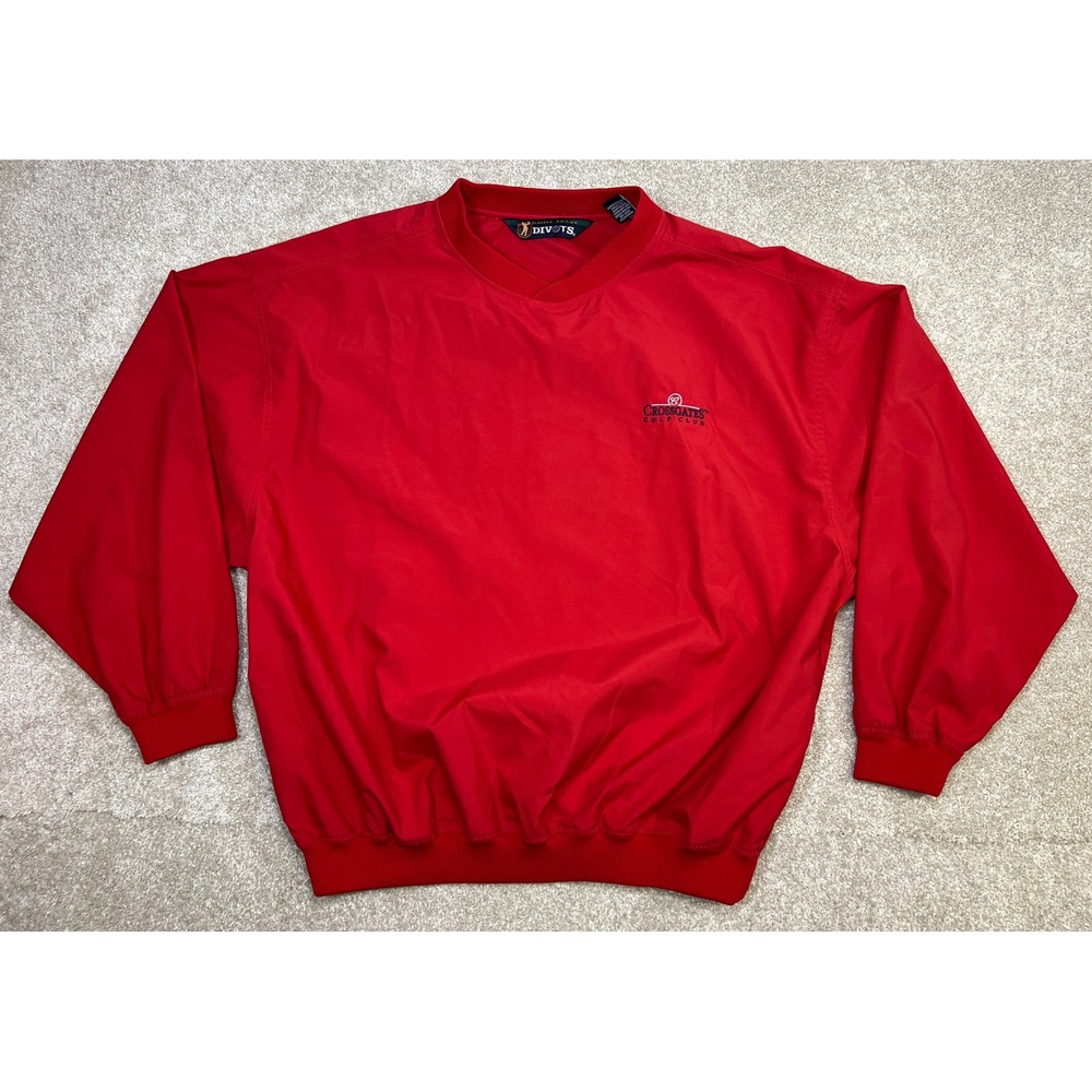 Divots Players Edition Golf Pullover Windbreaker‎ Jacket Mens Red XL Long Sleeve